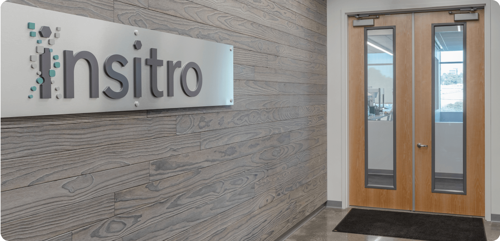 Insitro office entryway with logo signage