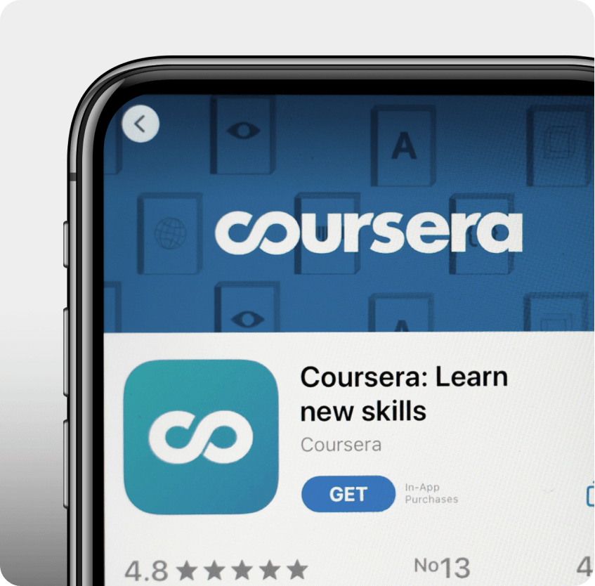 Coursera branding logo design shown in app store with icon